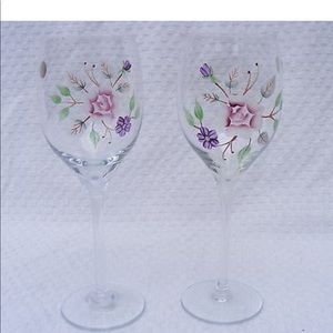 Flowered Wine Glasses 4 piece